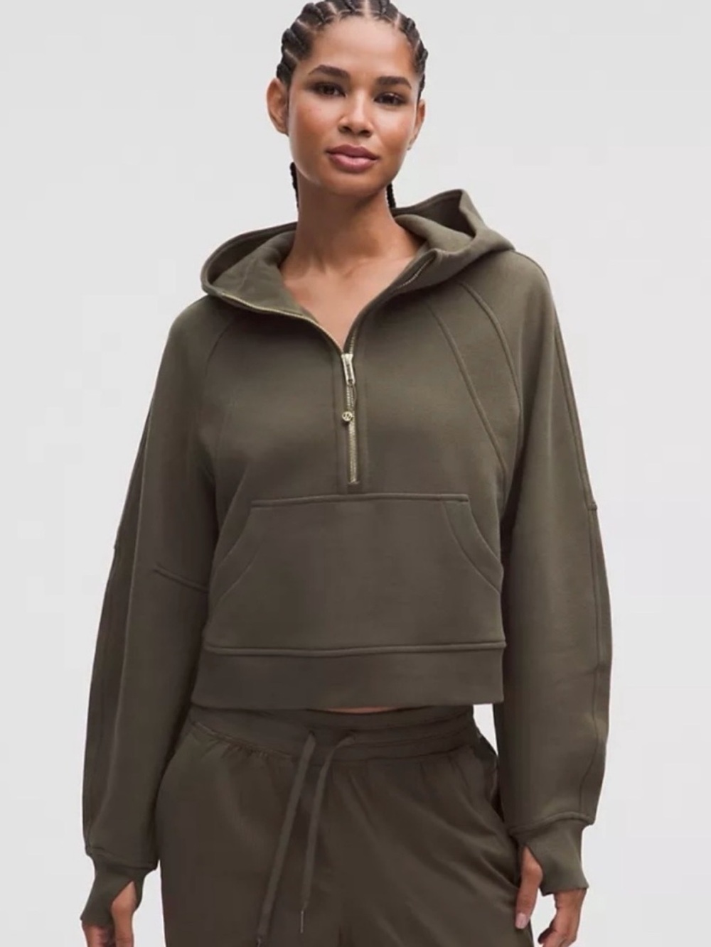 Lululemon Army Green Scuba Half Zip Hoodie